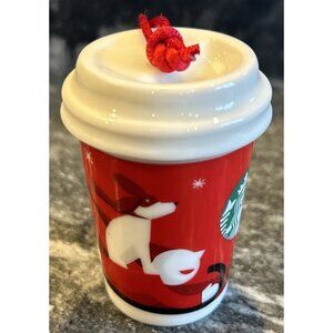 Starbucks Miniature Coffee Cup Ornament Mini To Go Dog Sled Christmas Tree 2011